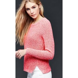 Gap Factory Stitchy Marled Side Slit Sweater Pink Heathered Size S